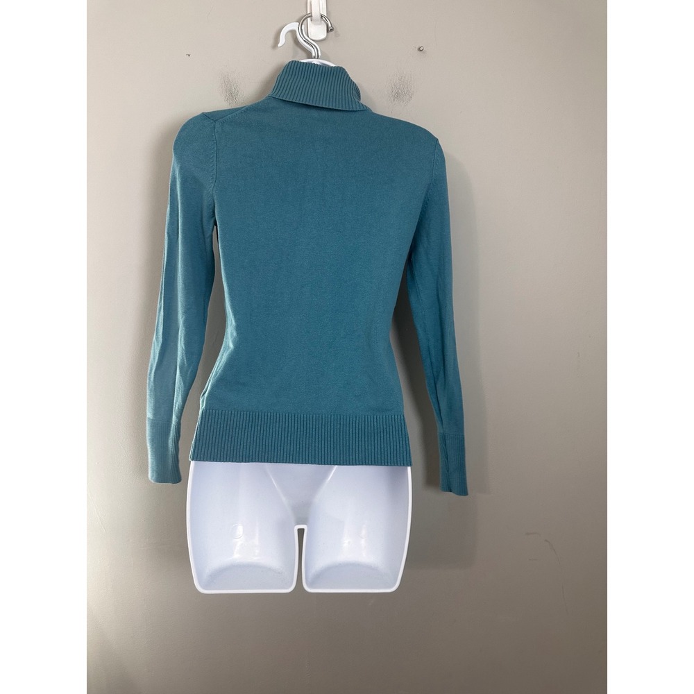Banana Republic Silk Cotton Cashmere Turtleneck Sweater Teal Blue Womens XS - Picture 4 of 6